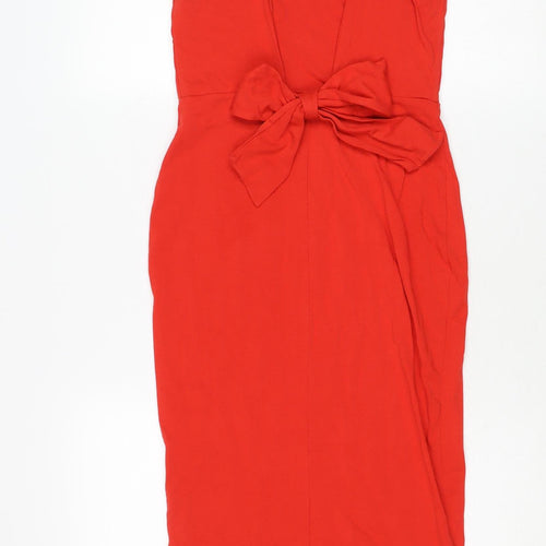 ASOS Women’s Red One Shoulder Bow Bodycon Dress Size 10