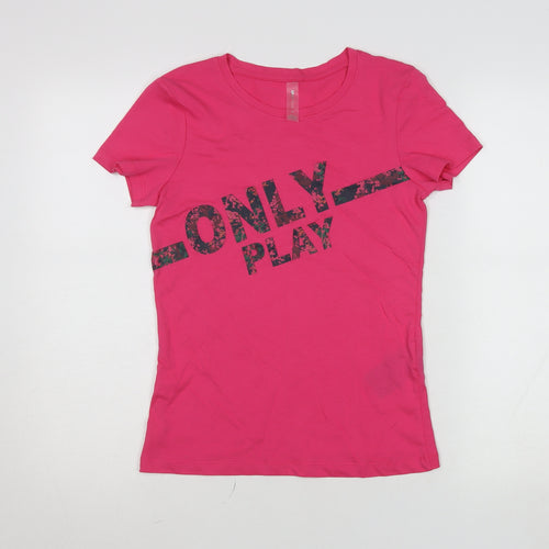 Only Play Womens Pink XS Slim Fit Cotton Elastane T-Shirt