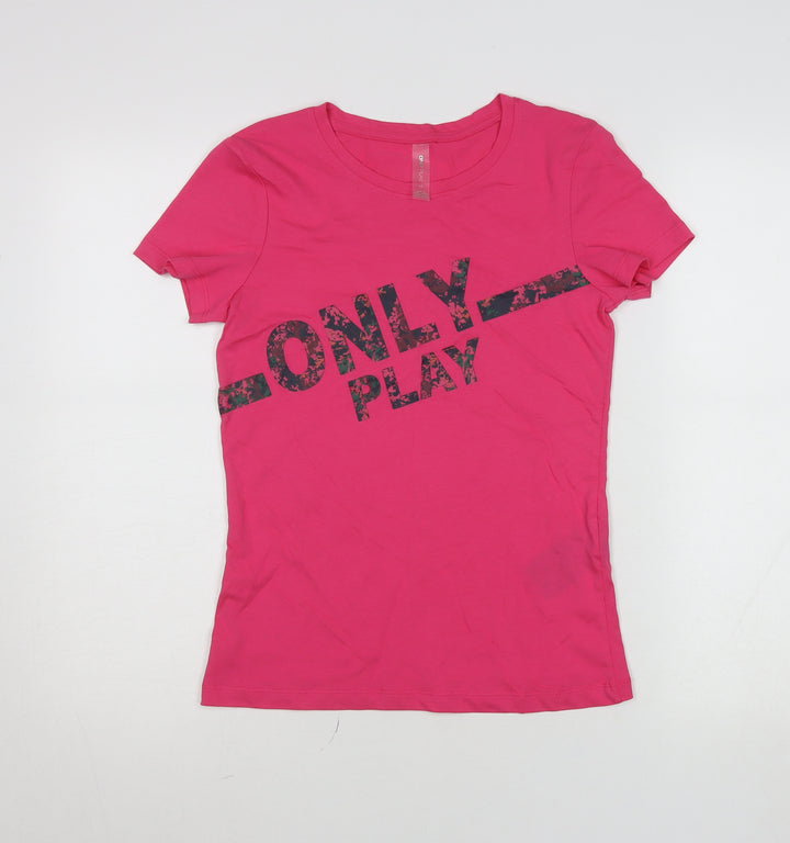 Only Play Womens Pink XS Slim Fit Cotton Elastane T-Shirt