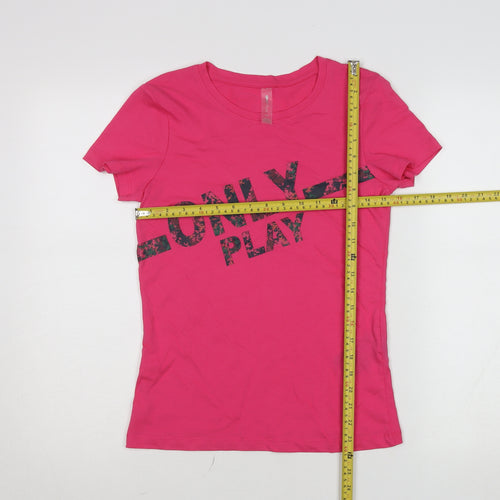 Only Play Womens Pink XS Slim Fit Cotton Elastane T-Shirt