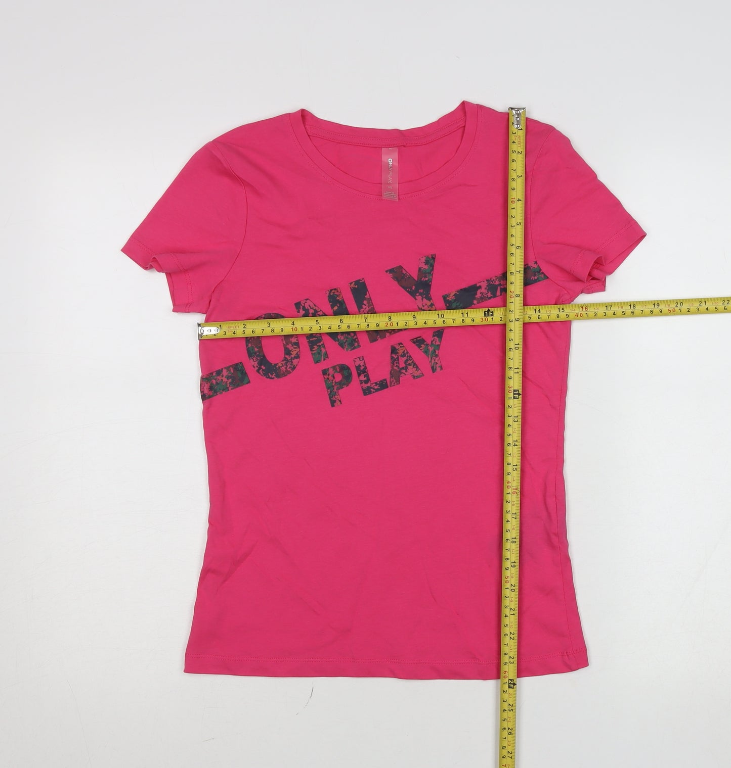 Only Play Womens Pink XS Slim Fit Cotton Elastane T-Shirt