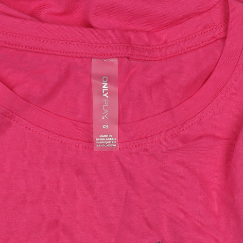 Only Play Womens Pink XS Slim Fit Cotton Elastane T-Shirt