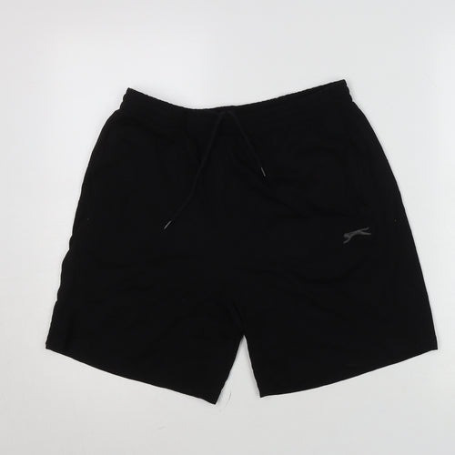 Slazenger Men’s Black XL Sweat Shorts Elastic Waist Drawstring