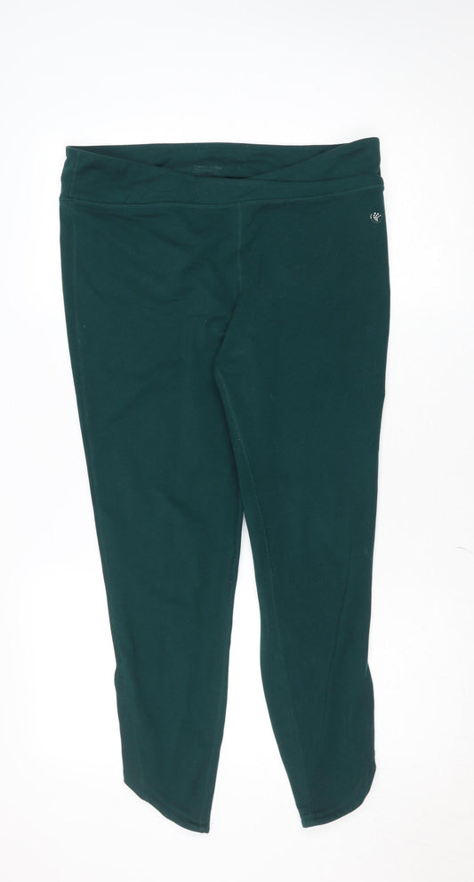Dunnes Stores Womens Green Leggings Large Stretch Activewear Trousers