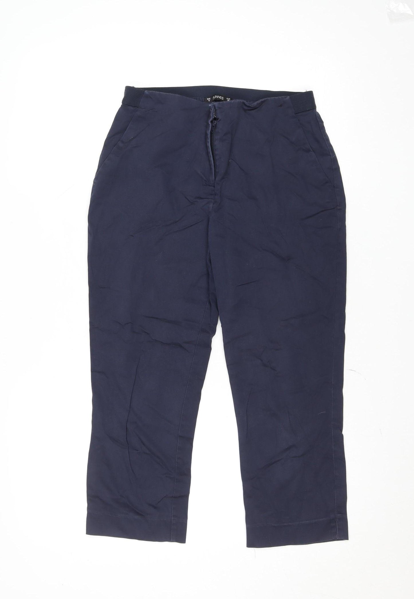 Dunnes Women Navy Blue Chino Trousers Size 10 Cotton Blend