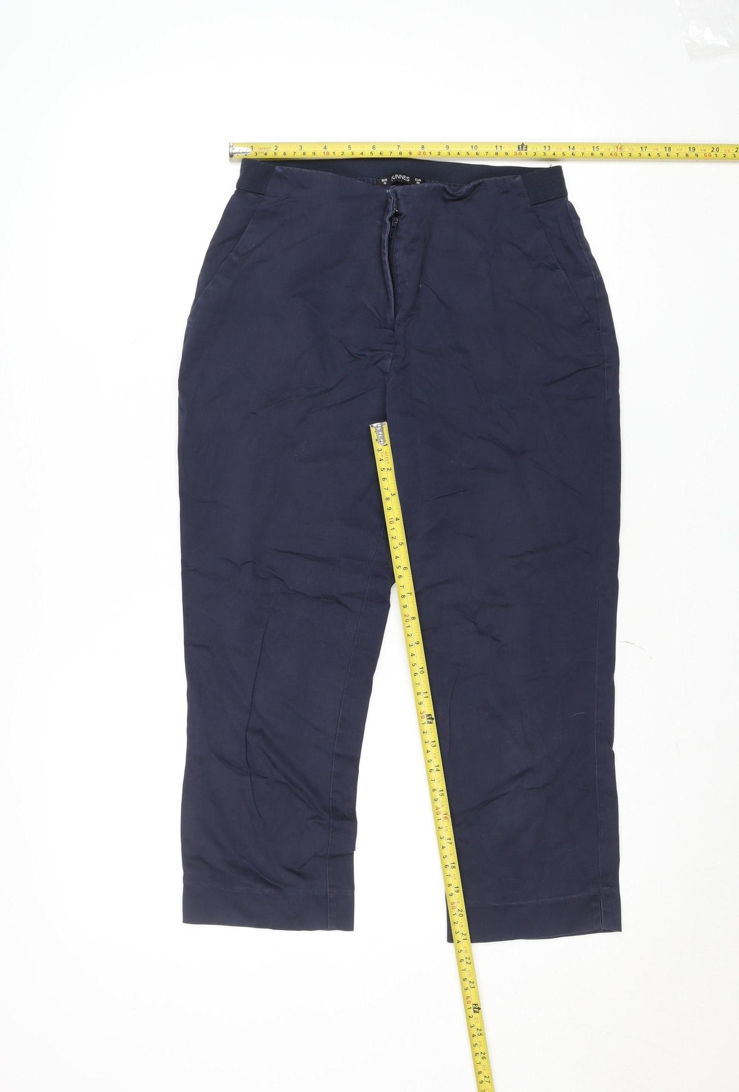 Dunnes Women Navy Blue Chino Trousers Size 10 Cotton Blend