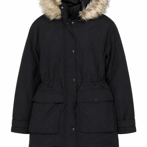 Primark Womens Black XS Hooded Parka Coat Faux Fur Trim Winter Jacket
