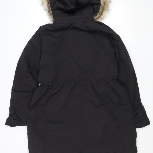 Primark Womens Black XS Hooded Parka Coat Faux Fur Trim Winter Jacket