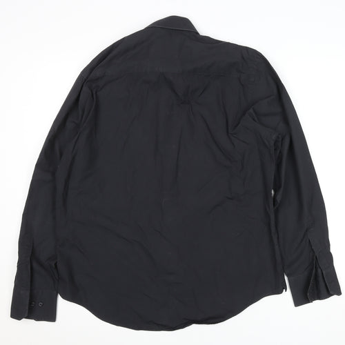 Next Men's Black Slim Fit Long Sleeve Dress Shirt 15.5 inch Collar