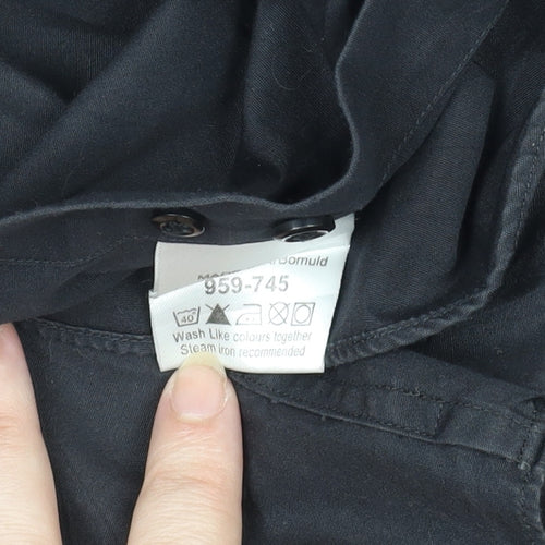 Next Men's Black Slim Fit Long Sleeve Dress Shirt 15.5 inch Collar