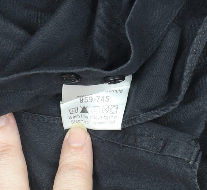 Next Men's Black Slim Fit Long Sleeve Dress Shirt 15.5 inch Collar