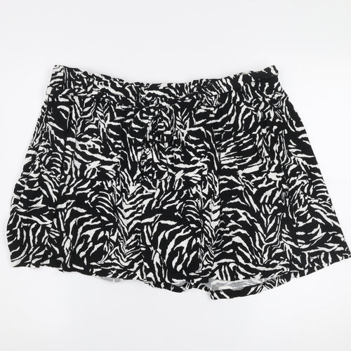 F&F Women Black Animal Print Jersey Shorts Size 20