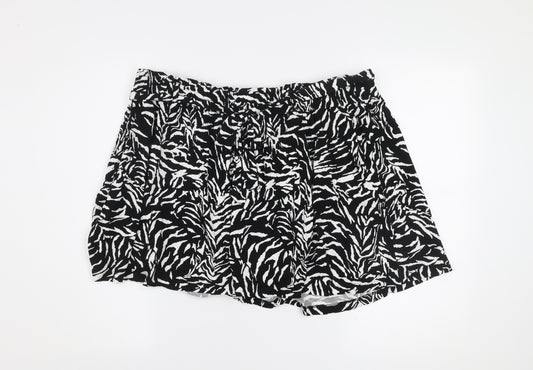 F&F Women Black Animal Print Jersey Shorts Size 20