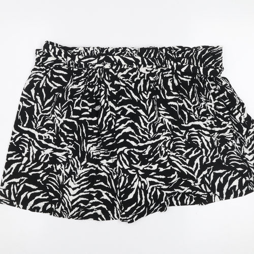 F&F Women Black Animal Print Jersey Shorts Size 20