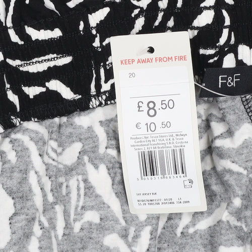 F&F Women Black Animal Print Jersey Shorts Size 20