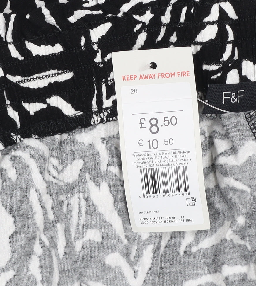 F&F Women Black Animal Print Jersey Shorts Size 20