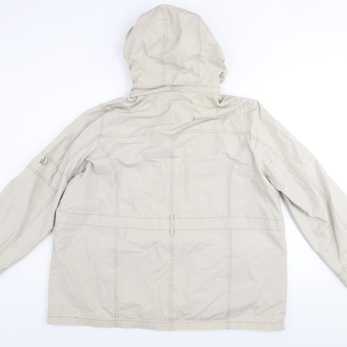 bm casual Women Beige Cotton Hooded Parka Jacket Size L