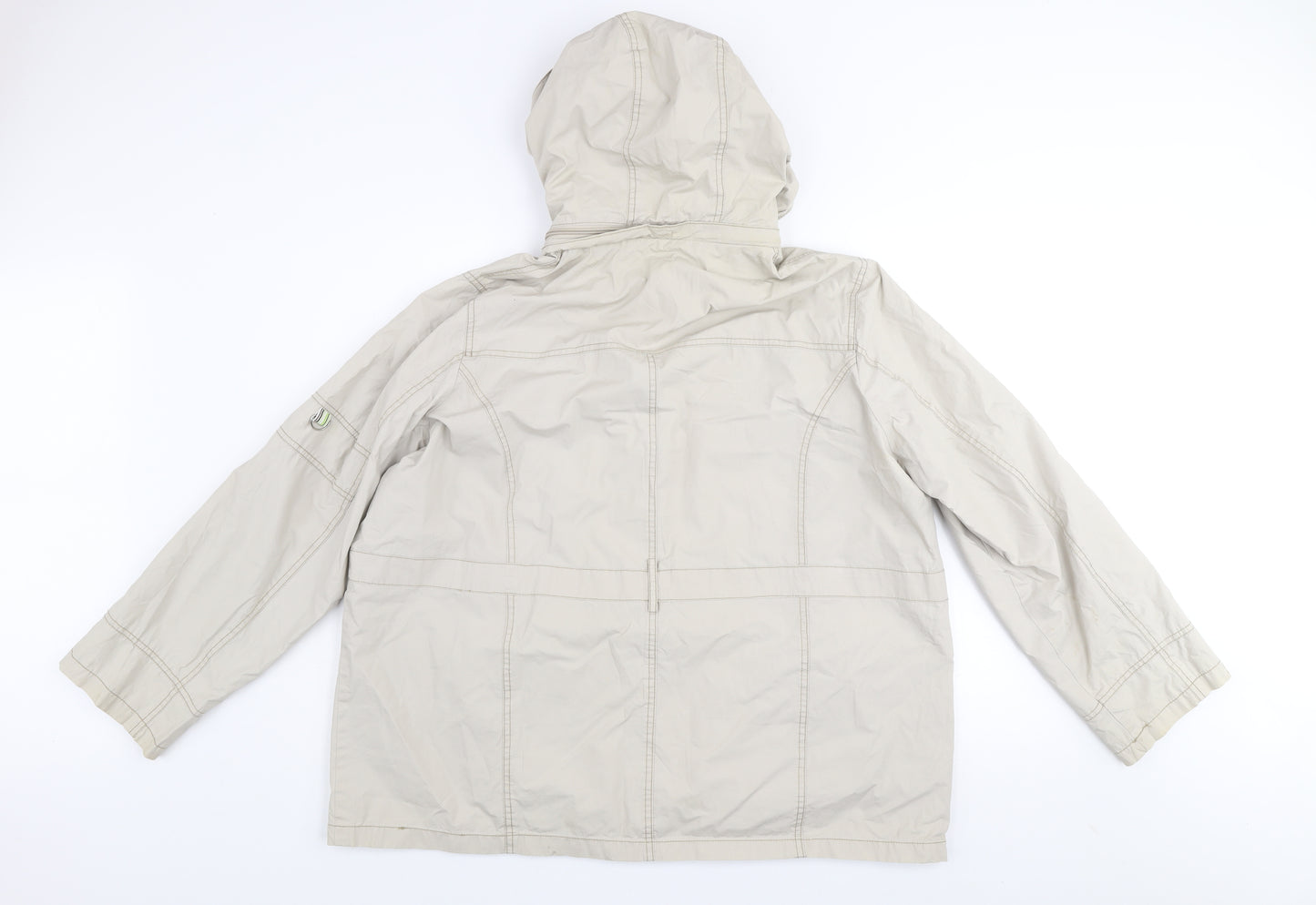 bm casual Women Beige Cotton Hooded Parka Jacket Size L