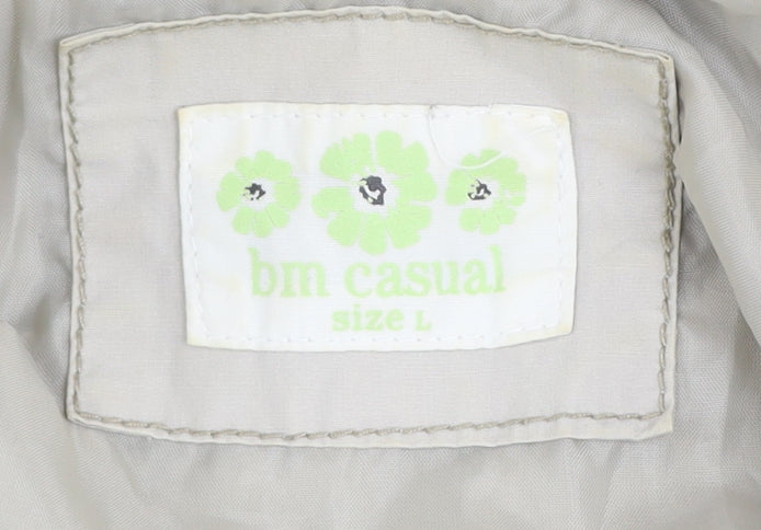 bm casual Women Beige Cotton Hooded Parka Jacket Size L