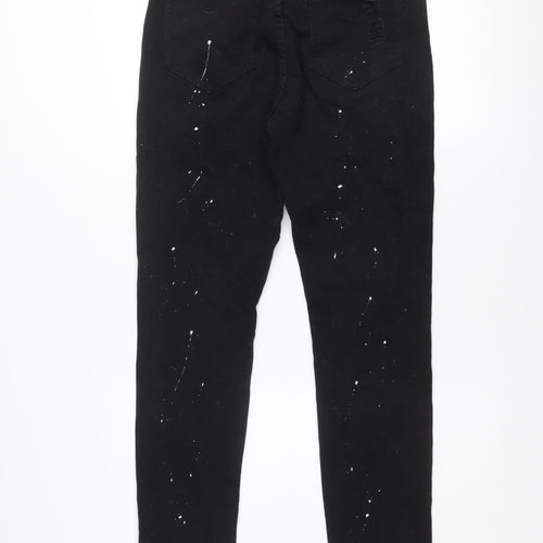 Manière De Voir Men's Black Slim Fit Distressed Skinny Jeans 32W 34L