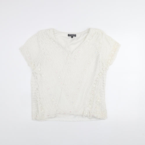 Debenhams Classics Women's Ivory Crochet Sequin Blouse Size 20