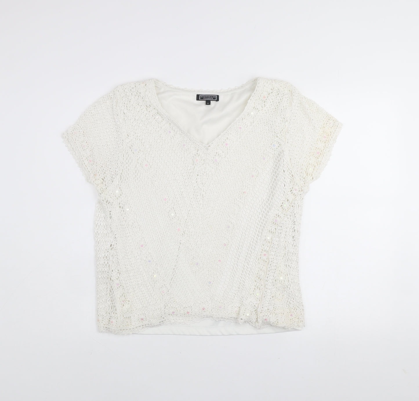 Debenhams Classics Women's Ivory Crochet Sequin Blouse Size 20