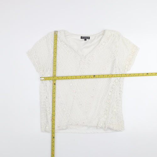 Debenhams Classics Women's Ivory Crochet Sequin Blouse Size 20