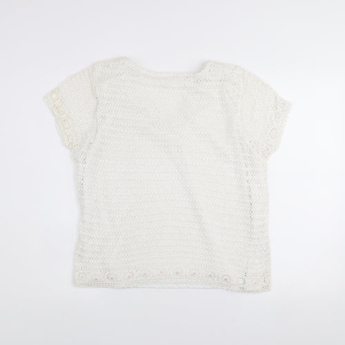 Debenhams Classics Women's Ivory Crochet Sequin Blouse Size 20