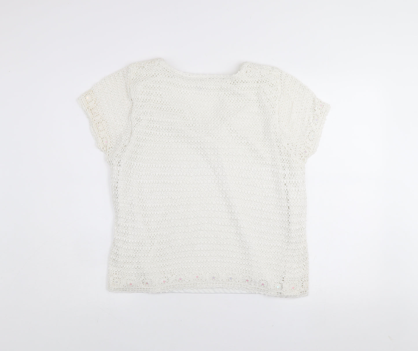 Debenhams Classics Women's Ivory Crochet Sequin Blouse Size 20