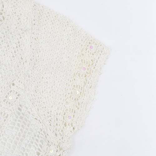 Debenhams Classics Women's Ivory Crochet Sequin Blouse Size 20