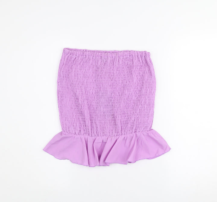South Beach Women’s Purple Strapless Ruffle Camisole Top Size S