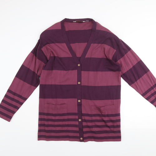 Kaleidoscope Men's Purple Striped Cotton Cardigan M
