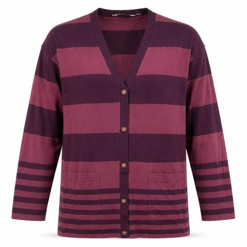 Kaleidoscope Men's Purple Striped Cotton Cardigan M