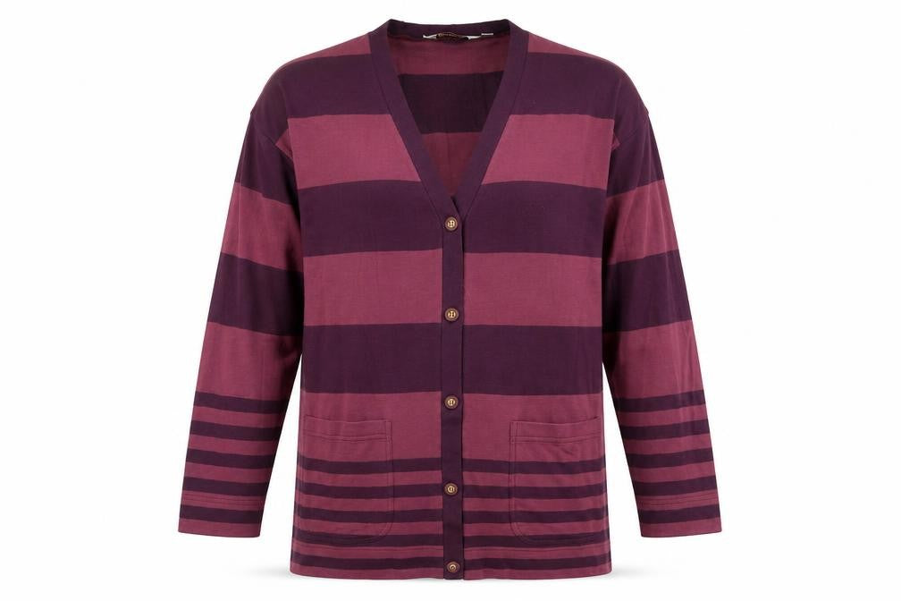 Kaleidoscope Men's Purple Striped Cotton Cardigan M