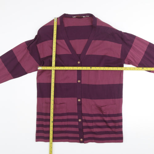 Kaleidoscope Men's Purple Striped Cotton Cardigan M