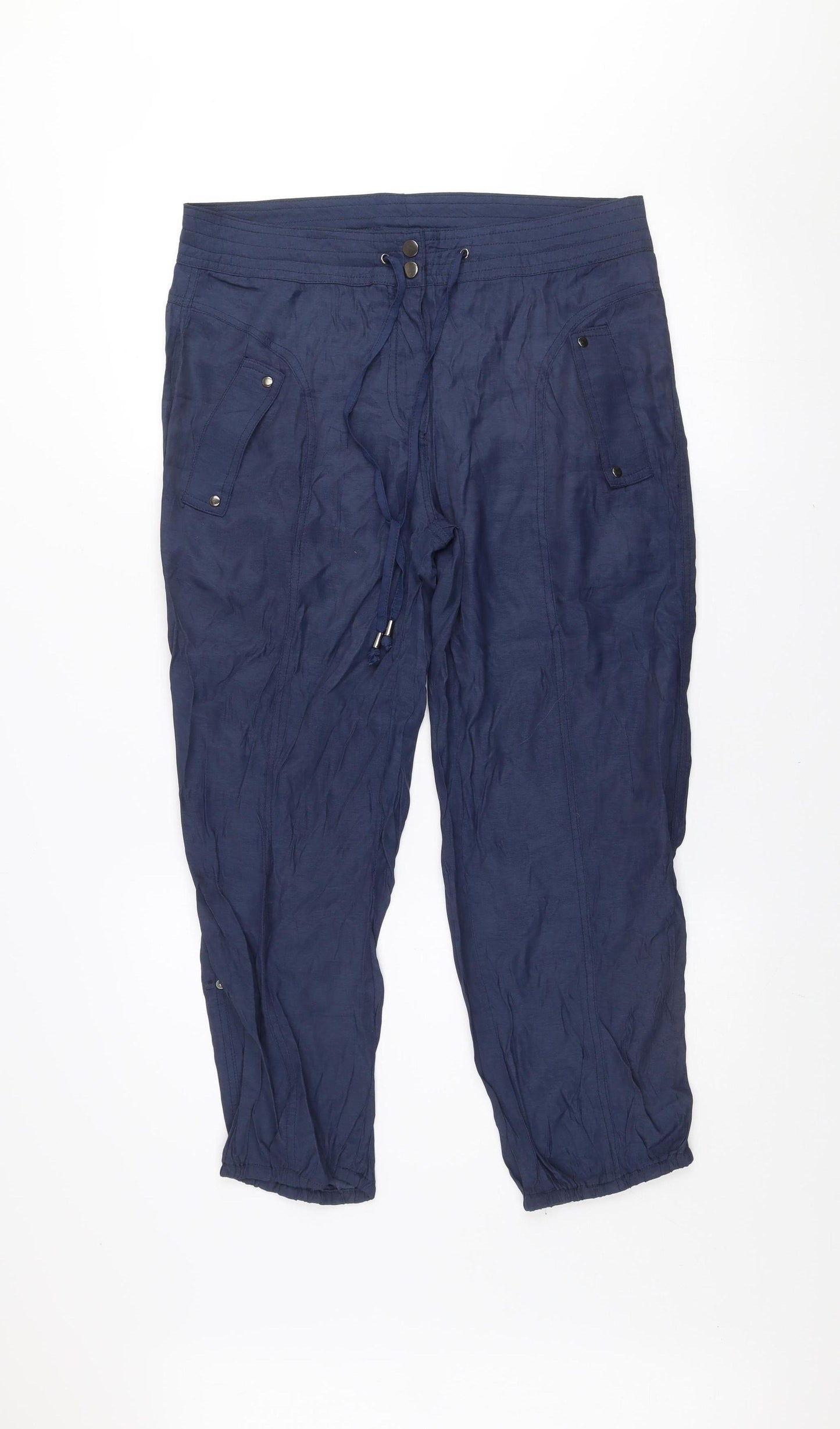 Mandi Women's Blue Cotton Blend Jogger Trousers Size 10
