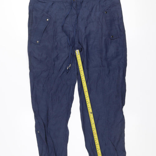 Mandi Women's Blue Cotton Blend Jogger Trousers Size 10
