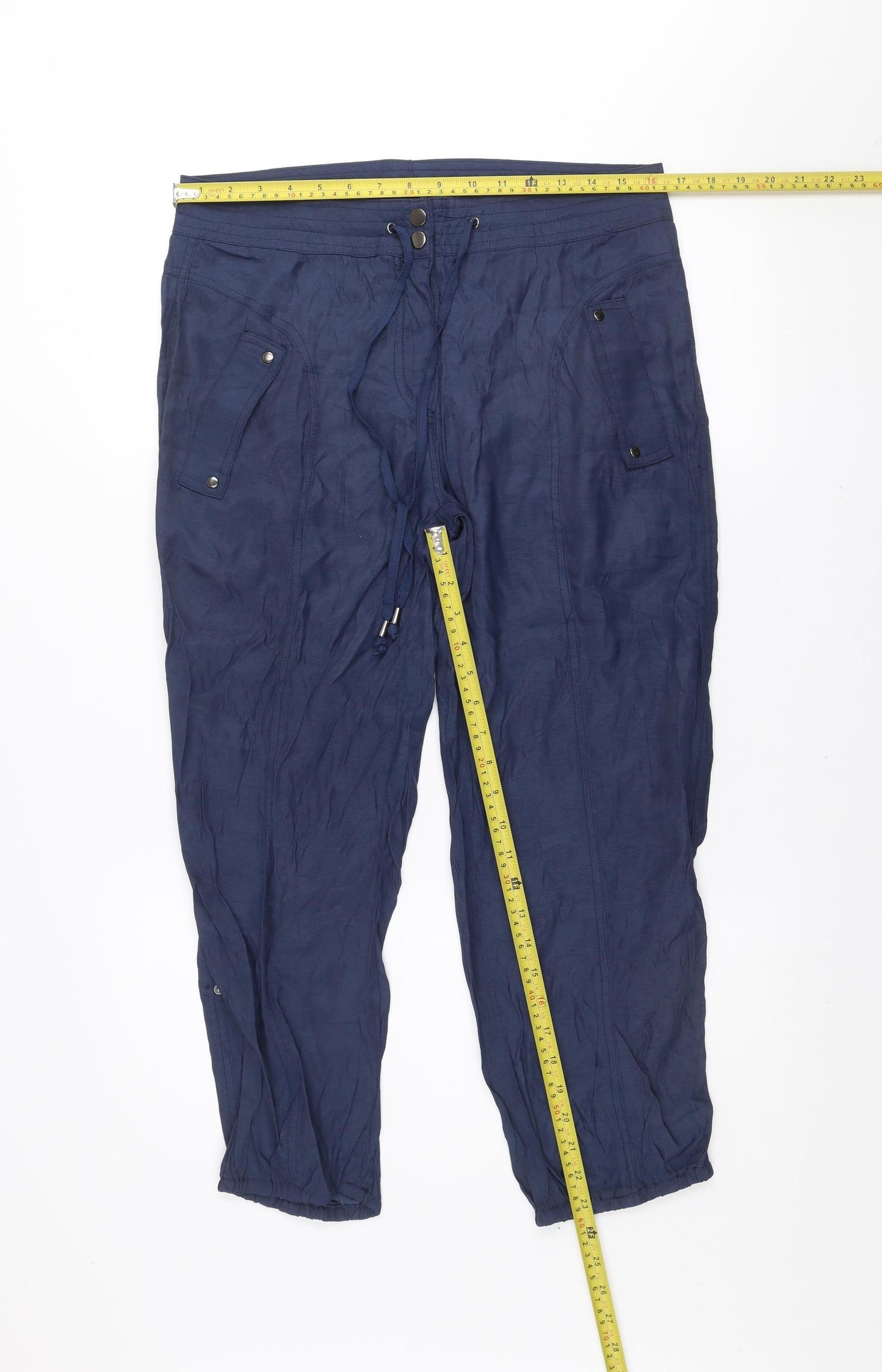 Mandi Women's Blue Cotton Blend Jogger Trousers Size 10