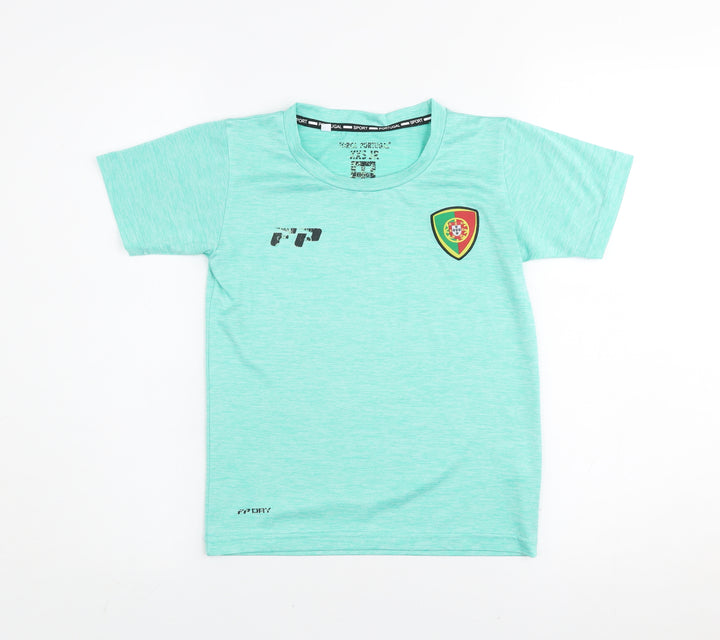 Portugal Sport Boys Green XS Short Sleeve Football T-Shirt