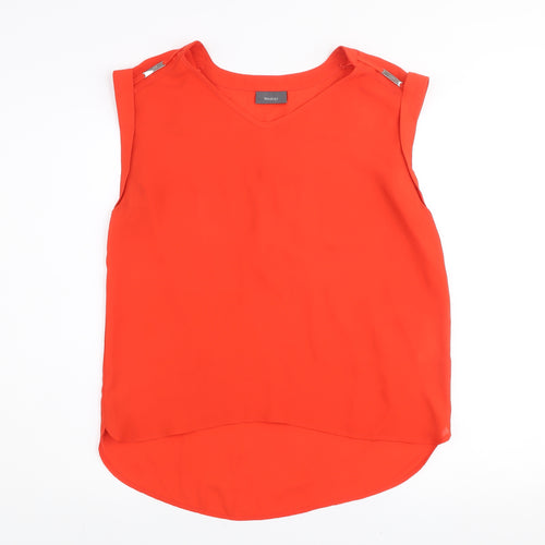 Yessica Women's Red Sleeveless V-Neck Chiffon Blouse Size 10