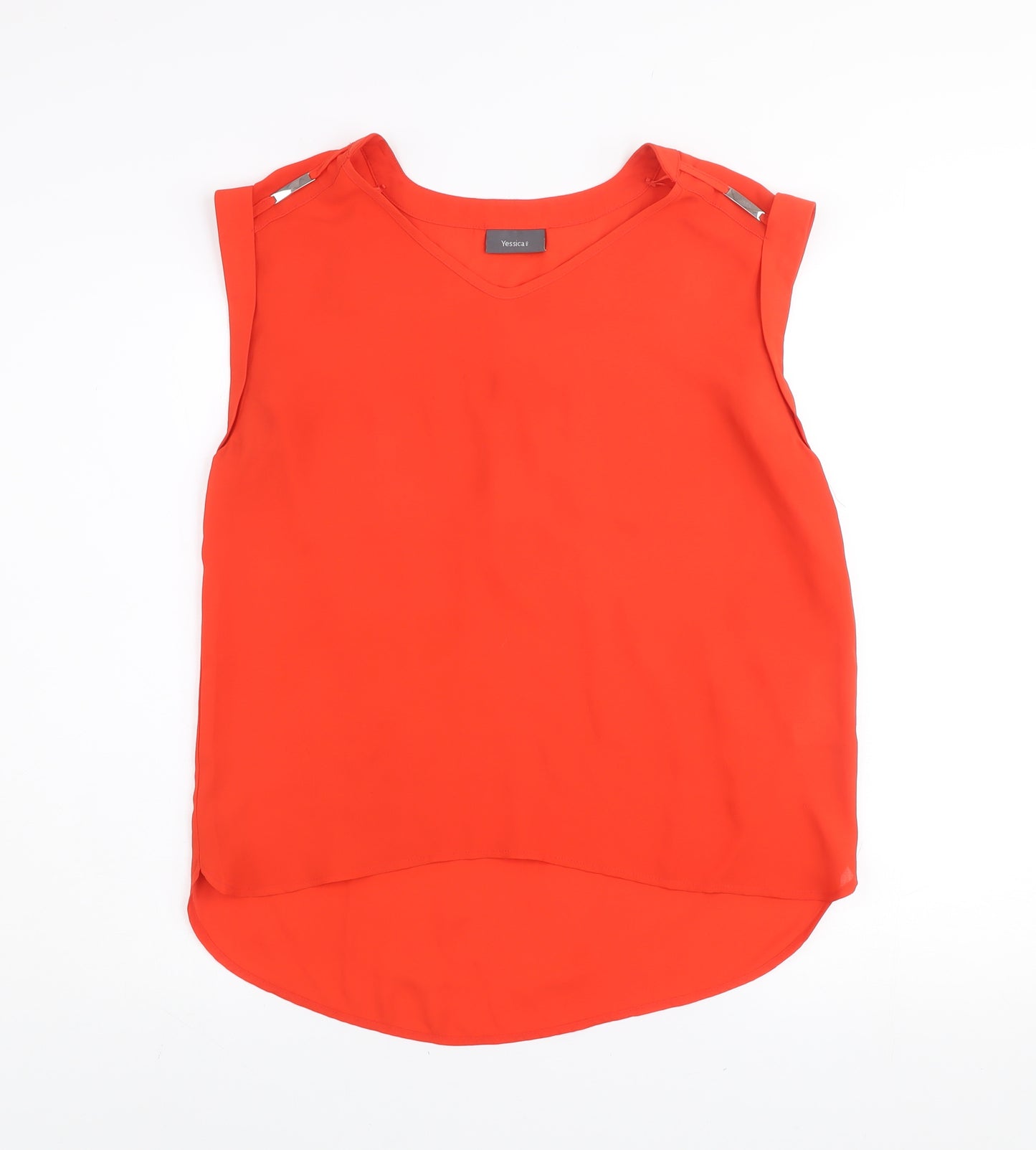 Yessica Women's Red Sleeveless V-Neck Chiffon Blouse Size 10