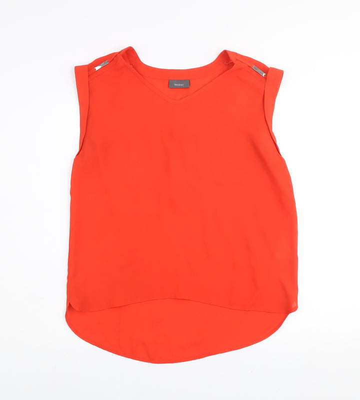 Yessica Women's Red Sleeveless V-Neck Chiffon Blouse Size 10