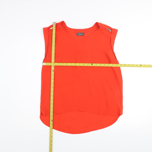 Yessica Women's Red Sleeveless V-Neck Chiffon Blouse Size 10