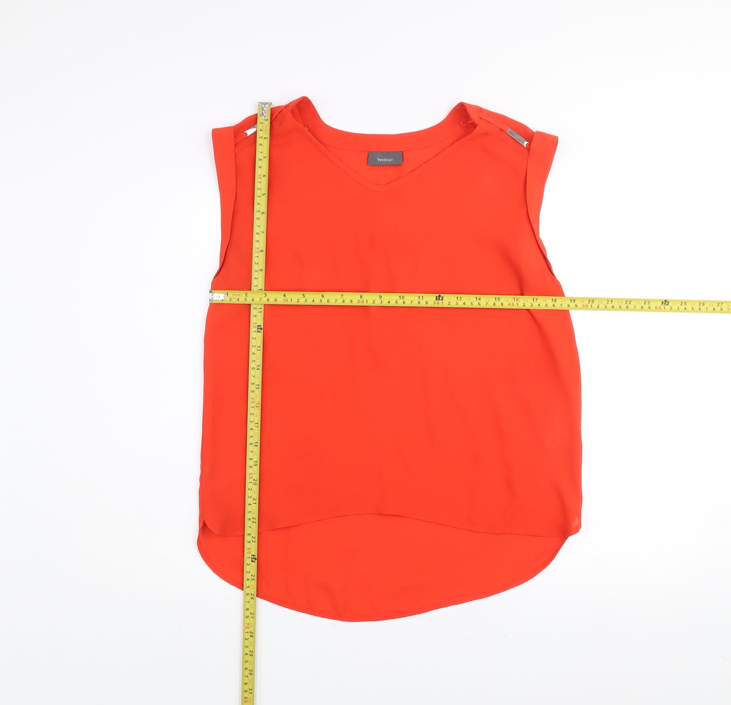 Yessica Women's Red Sleeveless V-Neck Chiffon Blouse Size 10