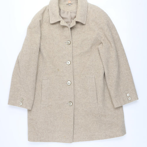 Bonmarché Women’s Beige Wool Blend Mid-Length Coat Size 12