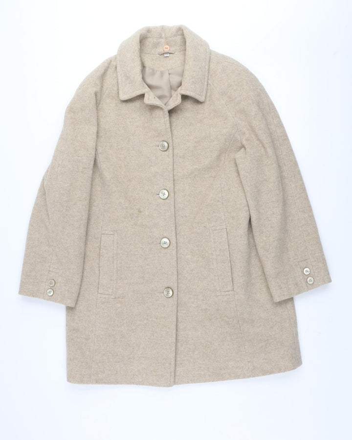 Bonmarché Women’s Beige Wool Blend Mid-Length Coat Size 12