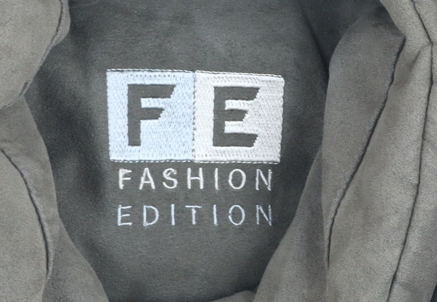 Fashion Edition Women's Green Faux Fur Trim Hooded Parka Coat Size 10
