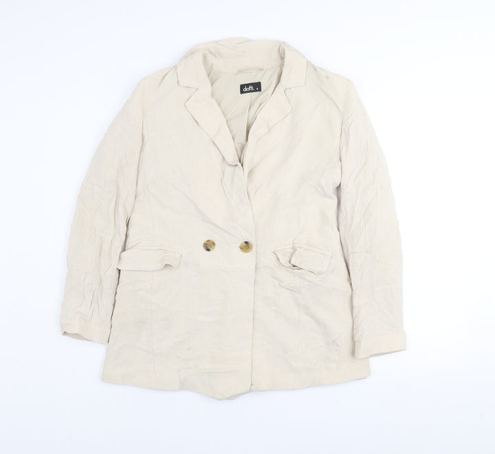Dotti Womens Beige Linen Blend Blazer Jacket Size 10