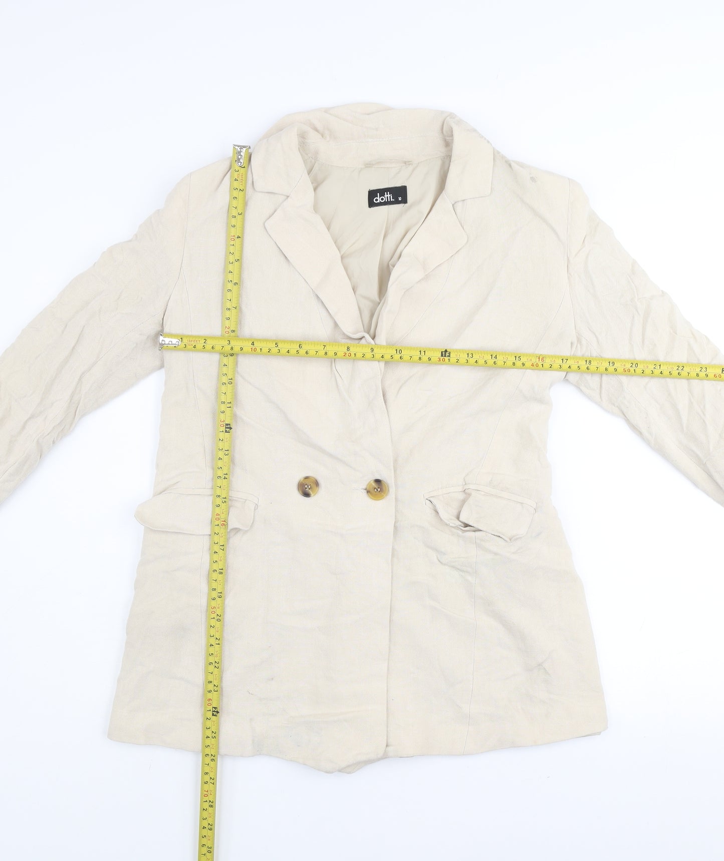 Dotti Womens Beige Linen Blend Blazer Jacket Size 10