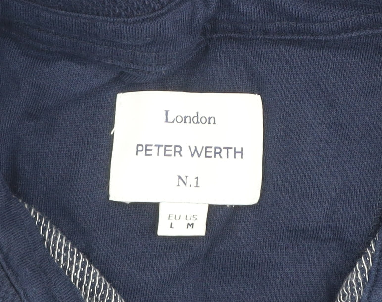 Peter Werth Men’s Blue Cotton Polo Shirt Size L Short Sleeve Casual